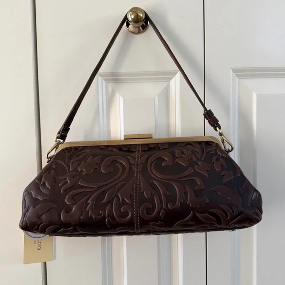 Gianni Conti Brown Embossed Leather Satchel Bag - Picture 10 of 14